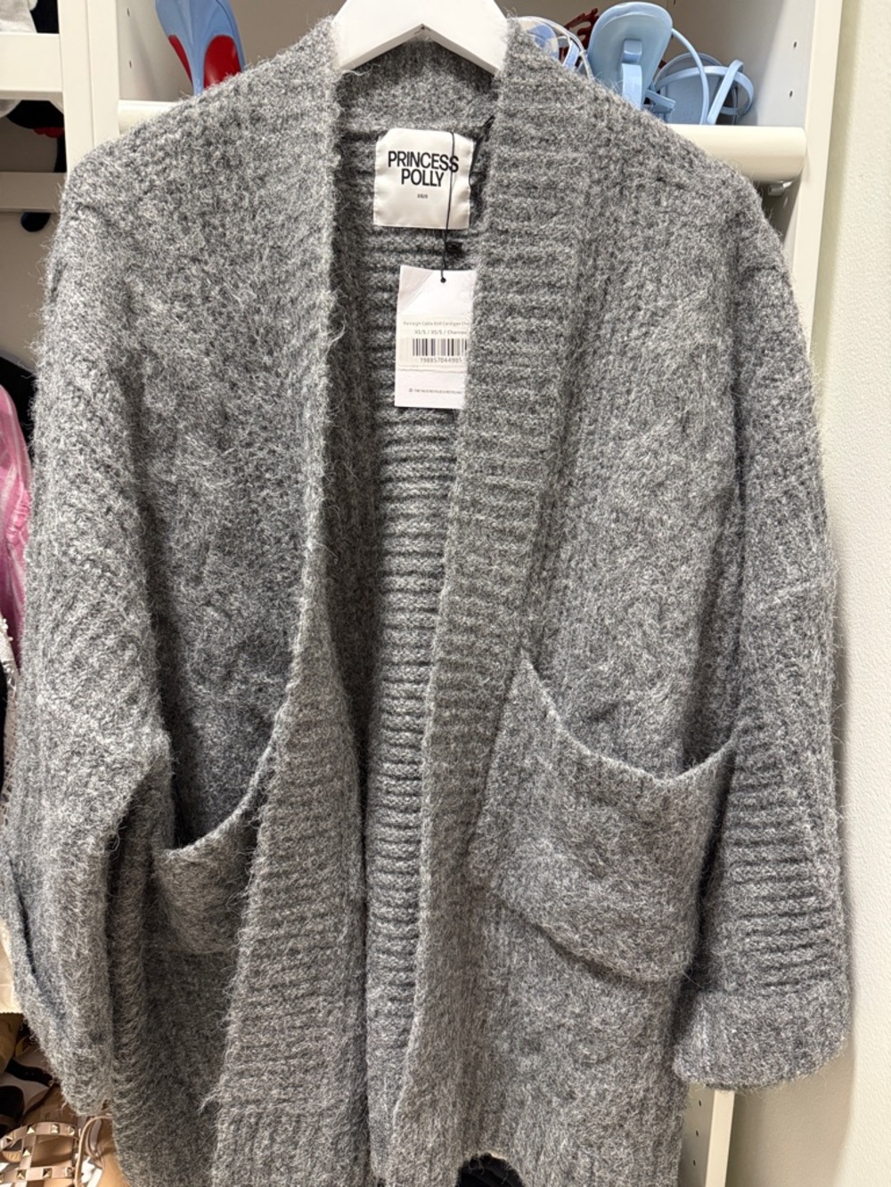 Princess Polly Gray Cozy Open-Front Pocket Cardigan